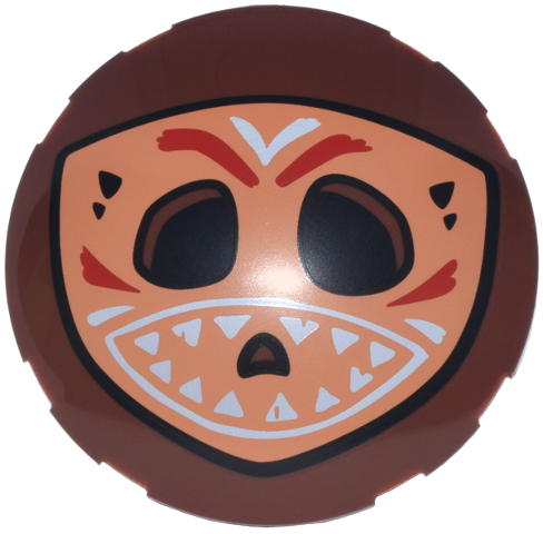 Brick, Round 6 x 6 Dome Top with Nougat Kakamora Mask with Red and White Face Paint and Teeth Pattern