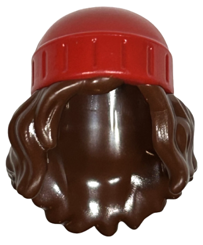 Mini Doll, Hair Combo, Hair with Hat, Long Wavy with Molded Red Beanie Pattern