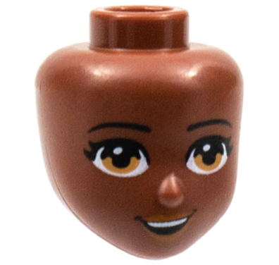 Mini Doll, Head Friends with Black Eyebrows, Medium Nougat Eyes and Lips, Open Mouth Smile with Top Teeth Pattern