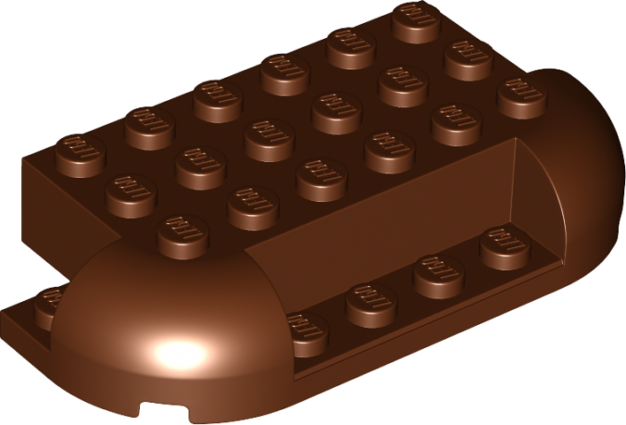 Brick, Round 4 x 8 x 1 1/3 with 2 Curved Corners, 1 x 4 Cutout on Side, 2 x 1 Cutouts on Ends