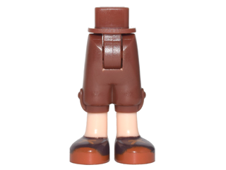 Mini Doll Hips and Trousers Cropped with Light Nougat Legs and Dark Brown Shoes with Dark Orange Soles and Laces Pattern - Thick Hinge