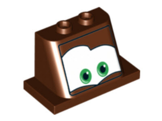 Windscreen 2 x 3 x 2 with 2 x 4 Base with Green Eyes on White Background Pattern 6, Curved Bottom "Eyelids" Pattern