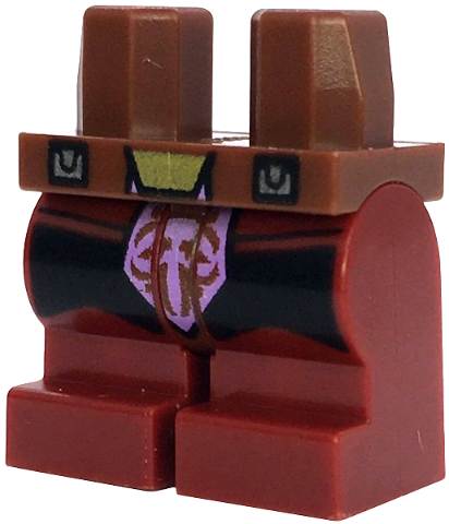 Hips and Dark Red Medium Legs with Gold Buckle, Silver Clasps, Medium Lavender Loincloth with Reddish Brown Markings, Black Leggings Pattern