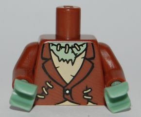 Torso Torn Jacket and Tan Tattered Shirt with Stitches Pattern (Frankenstein Monster) / Reddish Brown Arms / Sand Green Hands