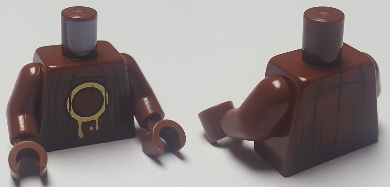 Figurka LEGO Hnědé tělo se zlatým kruhem zepředu