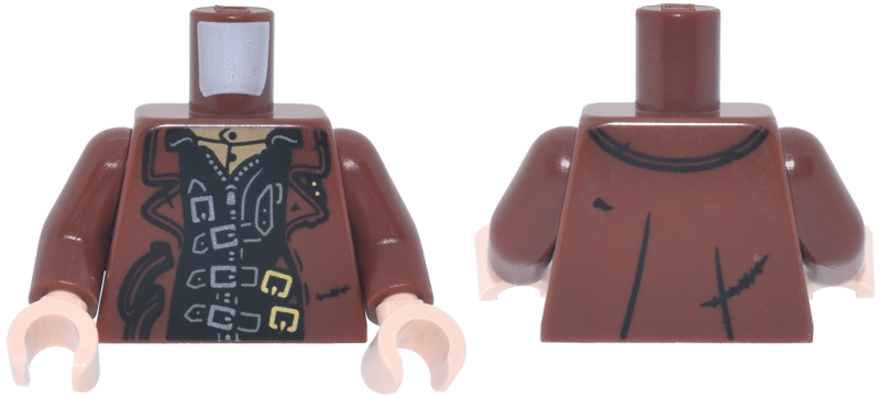 Reddish brown trench coat torso with black jacket