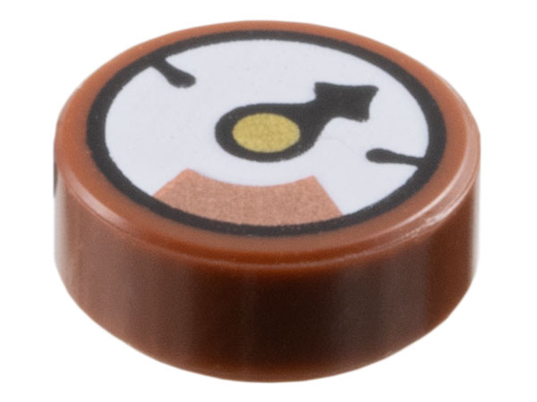 Tile, Round 1 x 1 with White Gauge with Black Pointer, Gold Circle and Copper Section Pattern