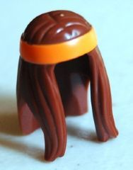 Minifigure, Hair Long with Orange Headband Pattern
