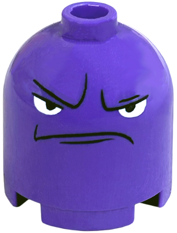 Brick, Round 2 x 2 x 1 2/3 Dome Top with Frown Face and Angry Eyes Pattern