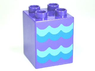 Duplo, Brick 2 x 2 x 2 with Blue Waves Pattern