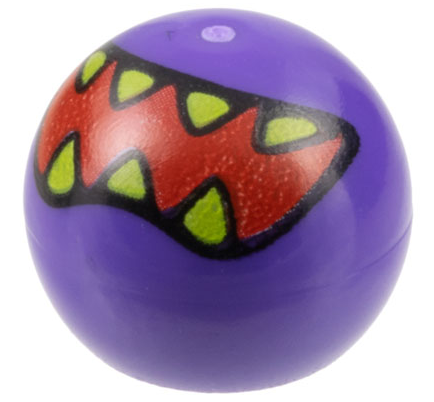 Technic Ball Joint with Red Mouth and Lime Sharp Teeth Pattern