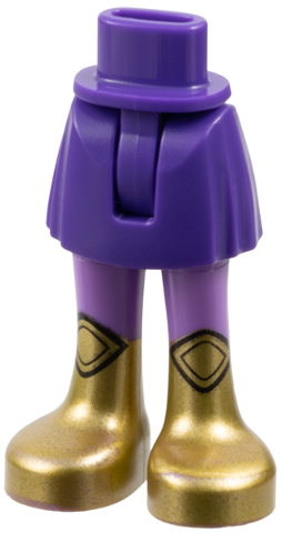 Mini Doll Hips and Skirt with Molded Medium Lavender Legs and Printed Gold Boots Pattern - Thin Hinge