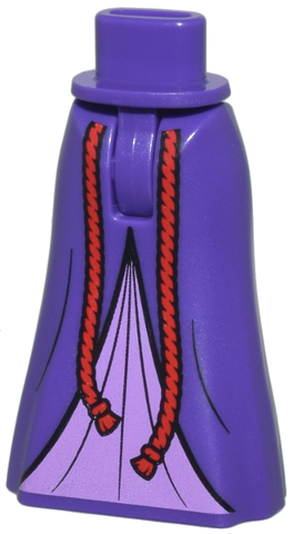 Mini Doll Hips and Skirt Full Length with Medium Lavender Inset and Red Rope Belt Ends Pattern - Thin Hinge