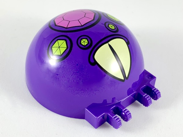 Windscreen 6 x 6 x 3 Canopy Half Sphere with Dual 2 Fingers with Dark Pink and Lime Jewels with Large Yellowed Teeth Pattern