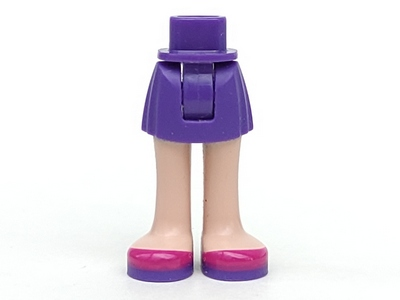 Mini Doll Hips and Skirt, Light Nougat Legs and Dark Purple and Magenta Shoes Pattern - Thick Hinge