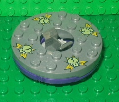 Turntable 6 x 6 x 1 1/3 Round Base with Flat Silver Top and Glow In Dark Skulls on Yellow Pattern (Ninjago Spinner)