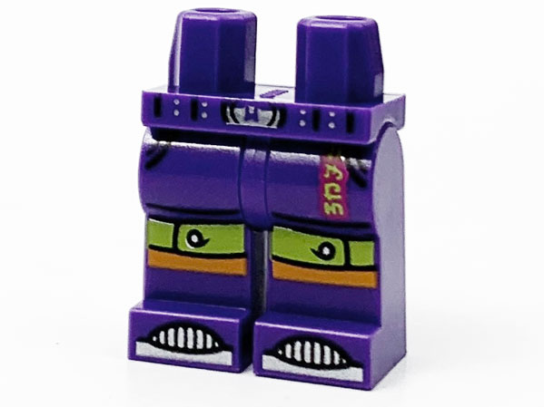 Hips and Legs with Lime Shorts Cuffs, Orange Knees, Magenta Label and Silver Belt Buckle, Studs, and Armor Toes Pattern