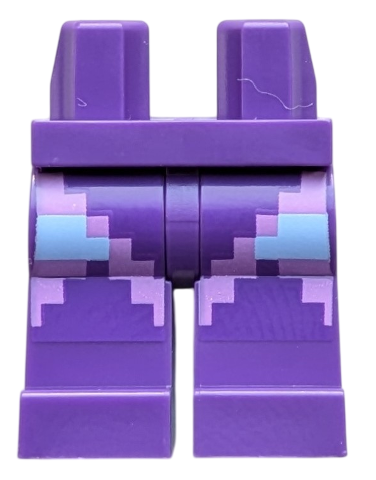Dark purple hips and legs featuring a pixelated armor pattern in lavender and light blue.