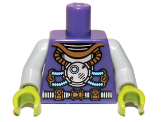 Torso Space with Tubes Pattern / Light Bluish Gray Arms / Lime Hands