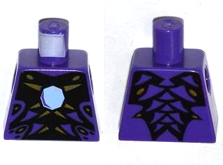 Torso Snake Armor with Scales, Gold Trim and Bright Light Blue Gem on Black Background Pattern