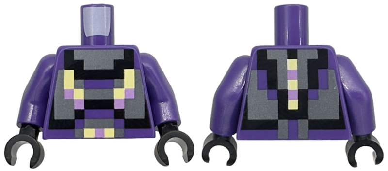 Torso Pixelated Dark Silver, Black, Bright Light Yellow, and Medium Lavender Armor Pattern / Dark Purple Arms / Black Hands
