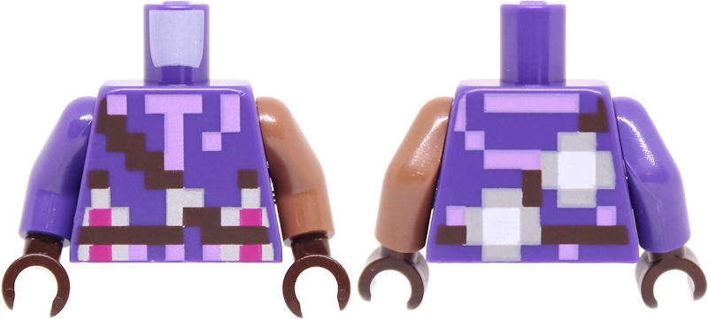 Dark purple pixelated jacket torso, dark brown hands