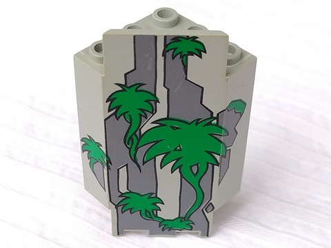 Panel 3 x 3 x 6 Corner Wall with Dark Gray Rocks and Green Plants Pattern