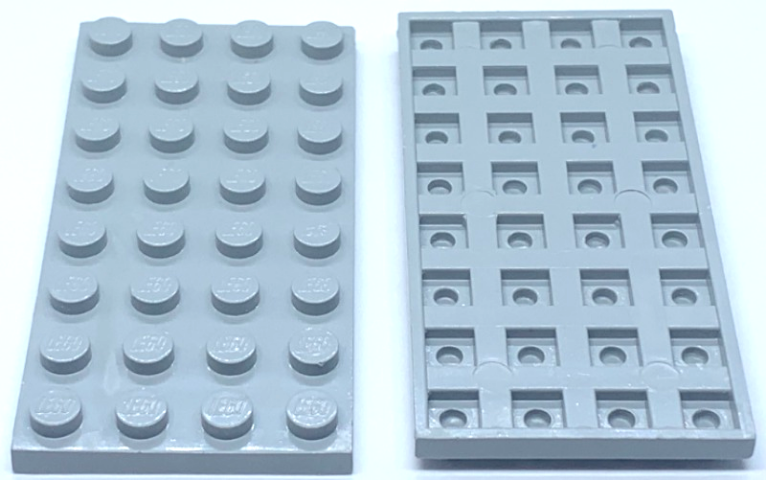 LEGO PART 3035 LIGHT BLUISH GREY PLATE 4 X 8 FOR 3 PIECES