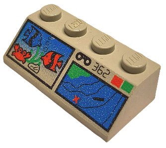 Slope 45 2 x 4 with Fish, Terrain Map, '362', and Buttons Pattern