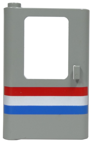 Door 1 x 4 x 5 Train Left, Thin Support at Bottom with Red, White and Blue Stripes Pattern