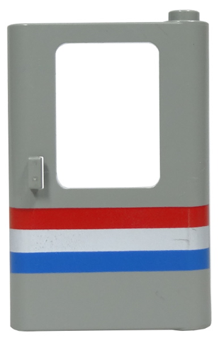 Door 1 x 4 x 5 Train Right, Thin Support at Bottom with Red, White and Blue Stripes Pattern