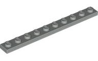 Pack of 5 Plates 1x10 4477 LIGHT BLUISH GREY LEGO Parts NEW