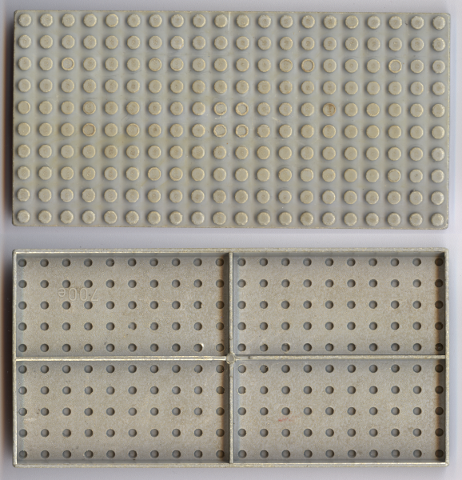 Brick 10 x 20 without Bottom Tubes, with '+' Cross Support (early Baseplate)