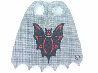 Minifigure Cape Cloth, Scalloped 6 Points with Black Bat and Copyright Symbol (©) Pattern