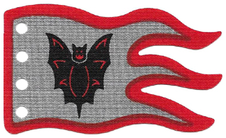 Cloth Flag 8 x 5 Wave with Red Border and Fright Knights Bat Emblem Pattern
