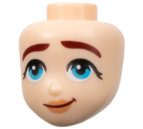 Mini Doll, Head Friends with Thick Dark Red Eyebrows, Medium Azure Eyes, Nougat Lips, and Smirk Pattern