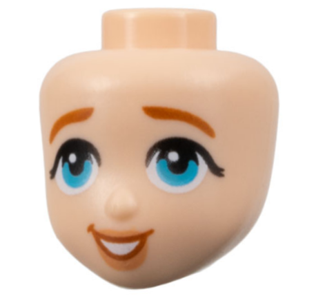 Mini Doll, Head Friends with Dark Orange Eyebrows, Medium Azure Eyes, Nougat Lips, Open Mouth Smile with Teeth Pattern