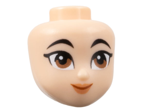 Mini Doll, Head Friends with Black Eyebrows, Medium Brown Eyes, Nougat Lips, Dark Orange Mouth, Smile Pattern