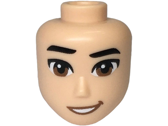 Mini Doll, Head Friends Male Large with Black Eyebrows, Medium Brown Eyes and Lopsided Grin Pattern