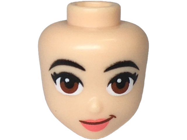Mini Doll, Head Friends with Black Eyebrows, Reddish Brown Eyes, Coral Lips, and Smirk Pattern