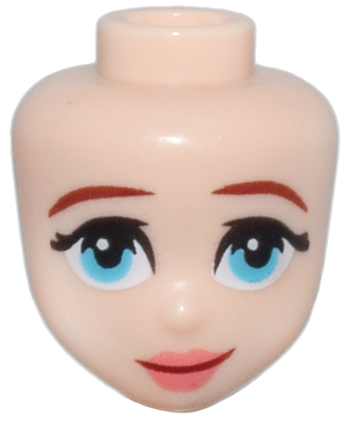 Mini Doll, Head Friends with Thin Dark Red Eyebrows, Medium Azure Eyes, Full Coral Lips, and Closed Mouth Smile Pattern