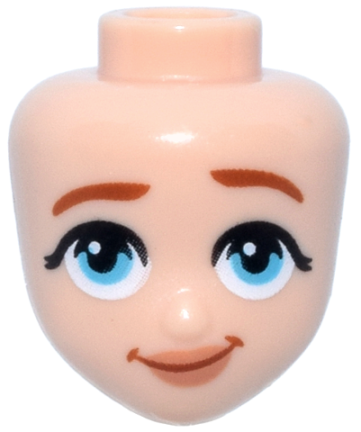 Mini Doll, Head Friends with Dark Orange Eyebrows, Left Raised, Black Eyelashes, Medium Azure Eyes, Nougat Lips, Lopsided Grin Pattern