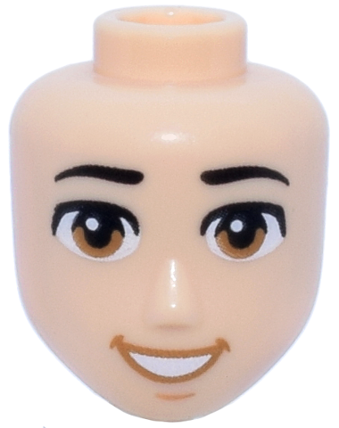 Mini Doll, Head Friends Male Large with Black Eyebrows, Medium Nougat Eyes, Nougat Chin Dimple, Medium Nougat Open Mouth Smile with Teeth Pattern