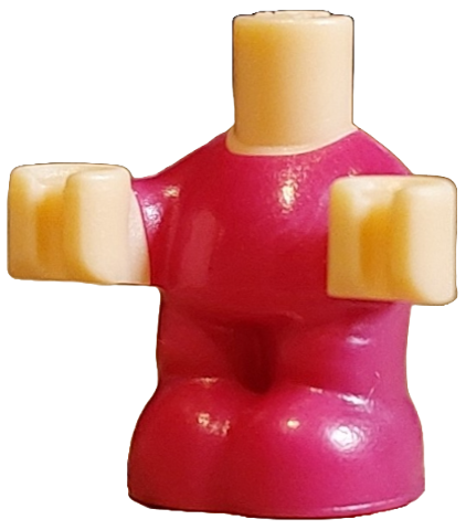 Micro Doll, Body Baby / Toddler with Molded Magenta Jumpsuit / Coverall Pattern