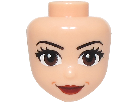 Mini Doll, Head Friends with Black Eyebrows and Eyelashes, Dark Brown Eyes and Mouth, Dark Red Lips, Medium Nougat Dimples, Grin Pattern