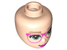 Mini Doll, Head Friends with Medium Nougat Eyebrows, Sand Green Eyes, Dark Pink Glasses and Lips Pattern