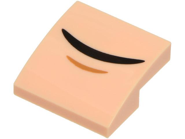 Slope, Curved 2 x 2 x 2/3 with Black Closed Mouth Grin and Medium Nougat Chin Dimple Pattern