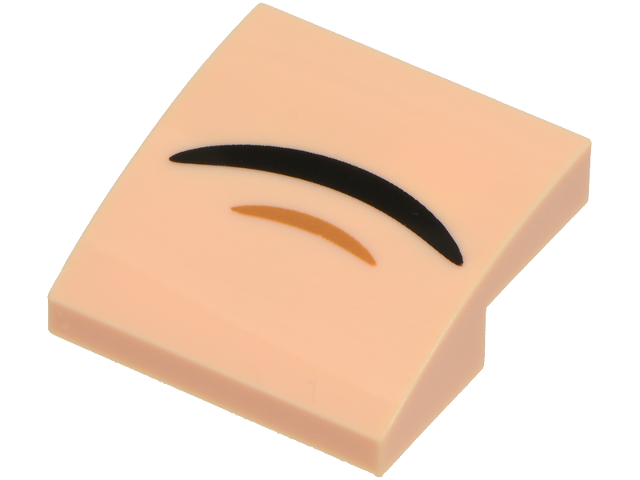 Slope, Curved 2 x 2 x 2/3 with Black Closed Mouth Frown and Medium Nougat Chin Dimple Pattern