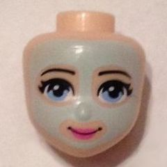 Mini Doll, Head Friends with Light Blue Eyes, Pink Lips and Light Aqua Beauty Mask Pattern