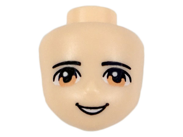 Mini Doll, Head Friends with Black Thin Eyebrows, Medium Nougat Eyes, and Open Mouth Smile with Teeth Pattern